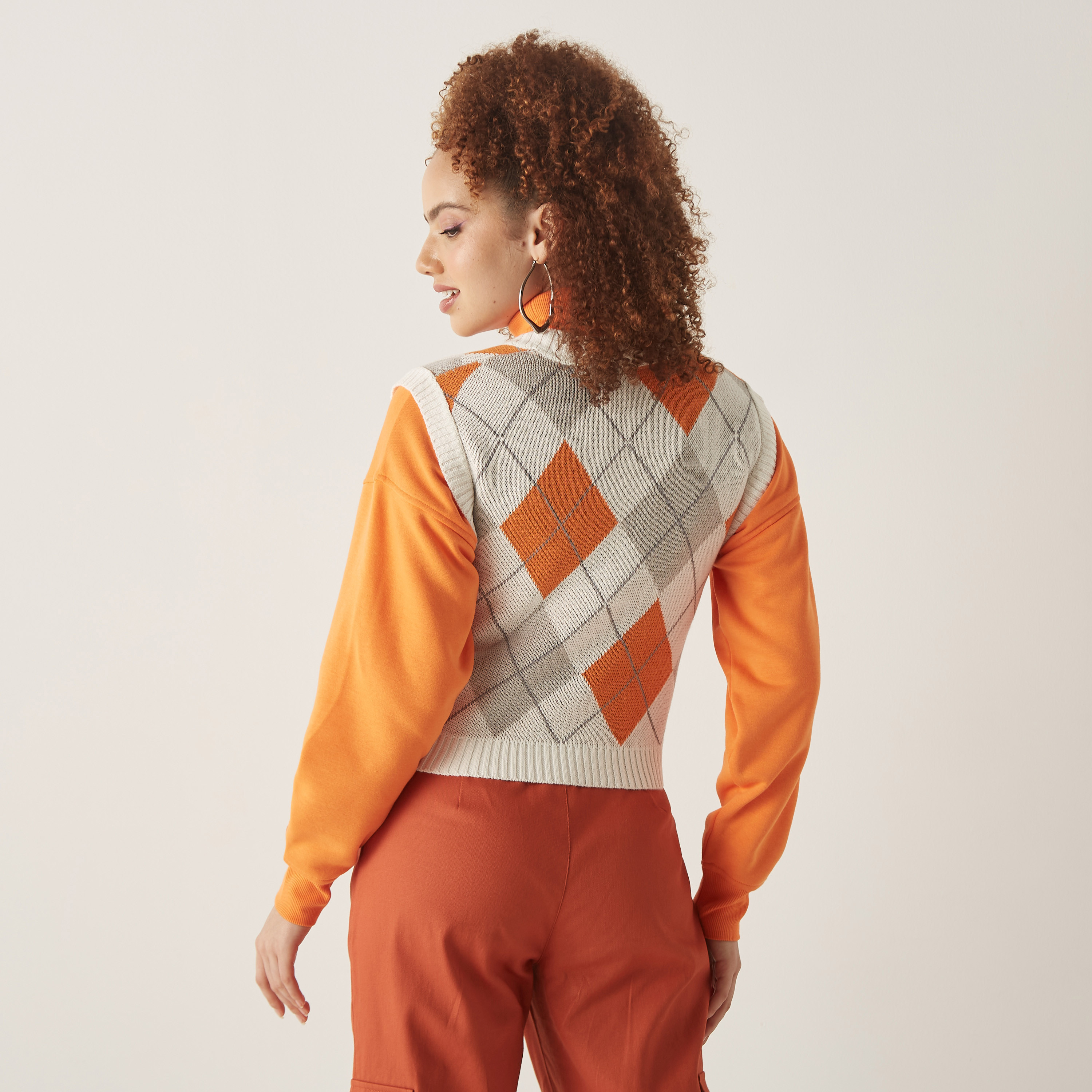 Orange sale argyle sweater