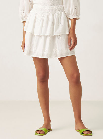Embroidered Mini Layered Skirt-Mini-image-0