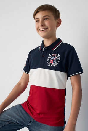 Panelled Cotton Polo T-shirt-mxkids-boyseighttosixteenyrs-clothing-teesandshirts-poloshirts-1