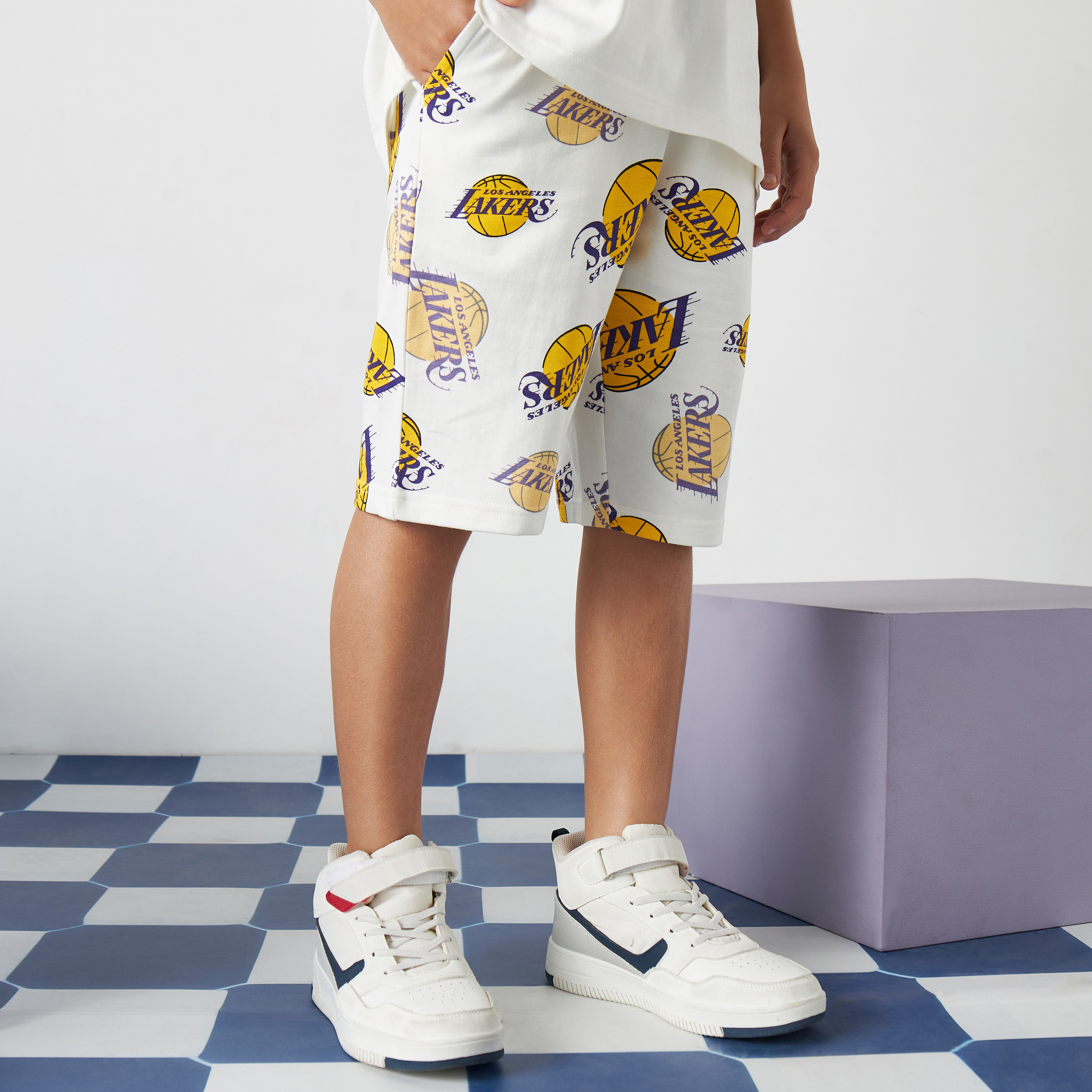 Shop All Over Lakers Print Shorts Online Max Kuwait