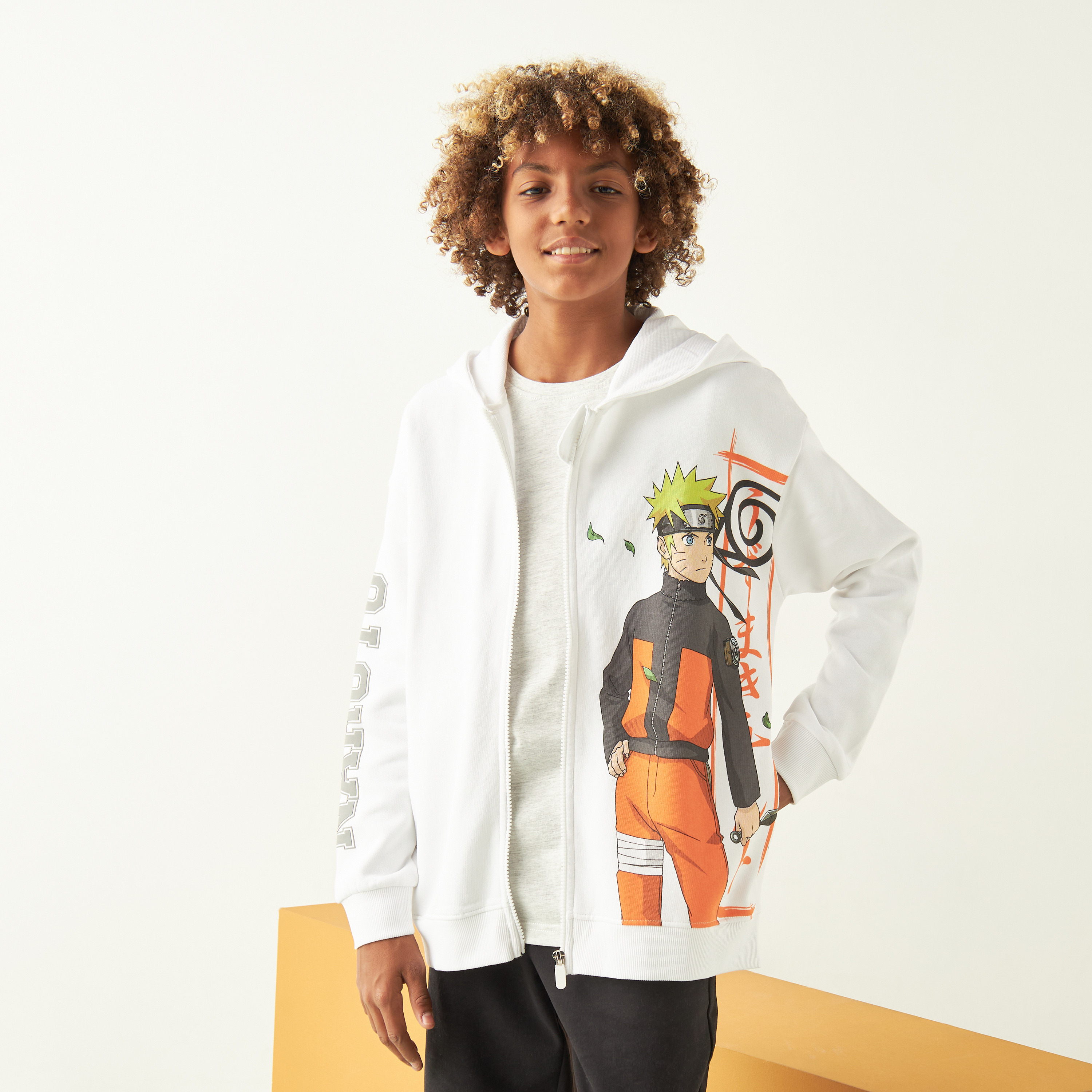Shop Naruto Print Zippered Hoodie Online Max Oman
