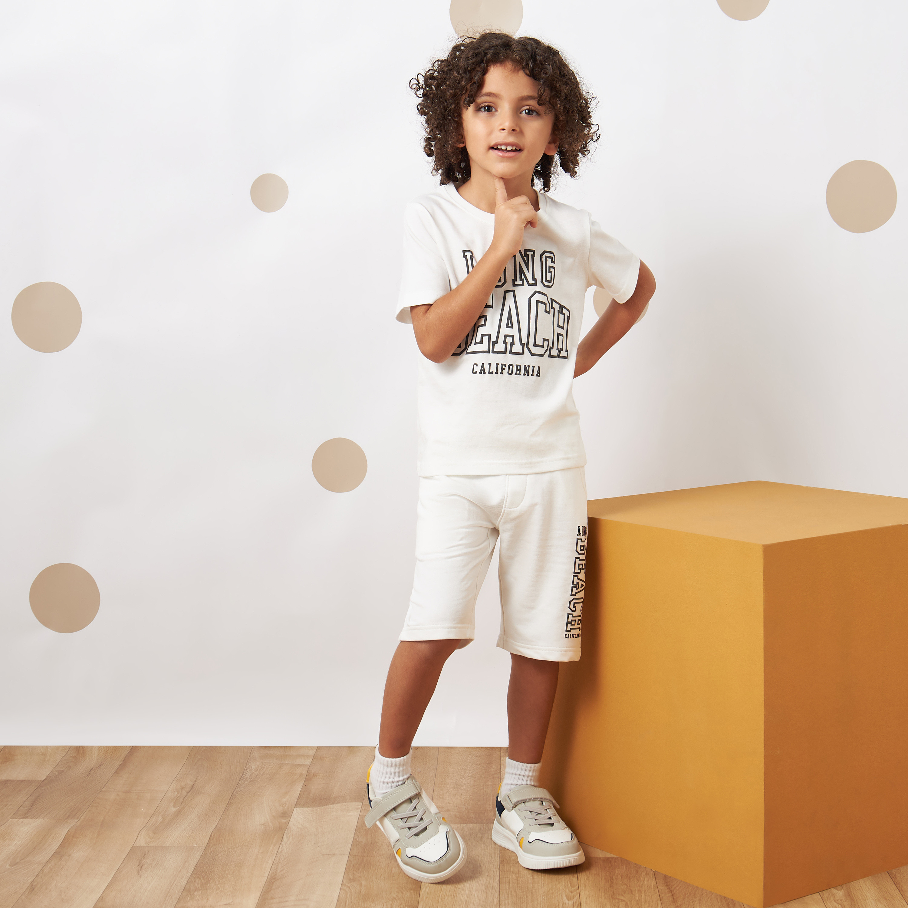 【CALIFORNIA SPORTSWEAR】TEE＆SHORTS SET UP Adidas Boys Orange & Navy Adidas T-Shirt & Shorts Set