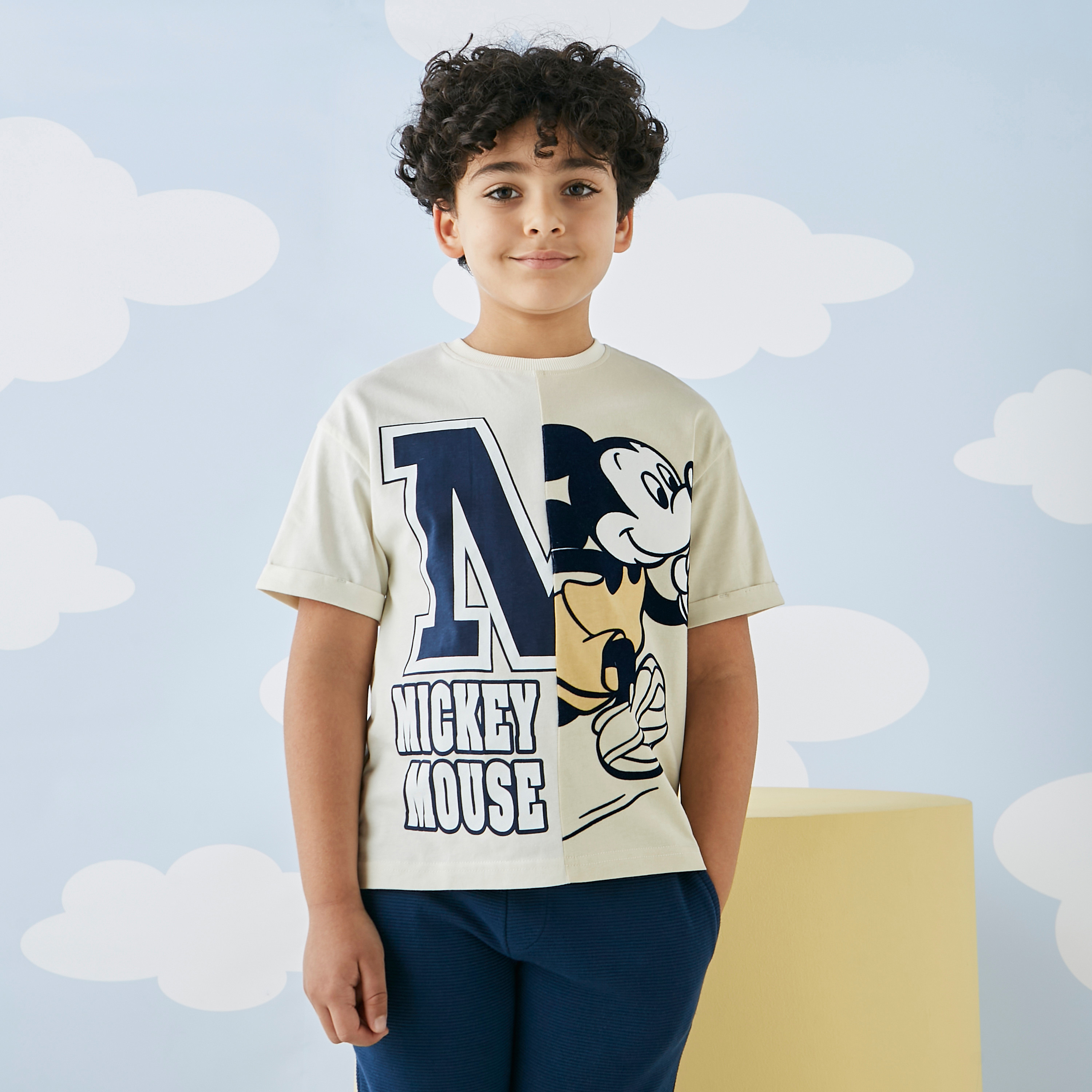 Shop Mickey Mouse Print Cotton T shirt Online Max Saudi