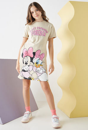 Minnie Mouse and Daisy Duck Print Cotton T-shirt Dress-mxkids-girlseighttosixteenyrs-clothing-character-dresses-2