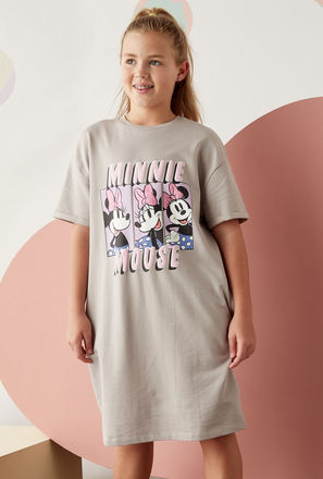 Minnie Mouse Print T-shirt Dress-mxkids-girlseighttosixteenyrs-clothing-character-dresses-1