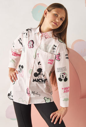 All-Over Mickey Mouse Print Oversized Shirt-mxkids-girlseighttosixteenyrs-clothing-tops-shirtsandblouses-0