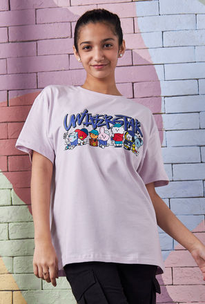 BT21 Graphic Print Cotton Oversized T-shirt-mxkids-girlseighttosixteenyrs-clothing-character-topsandtshirts-2