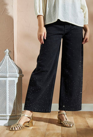 Embellished Wide Leg Jeans-mxkids-girlseighttosixteenyrs-clothing-bottoms-jeans-3