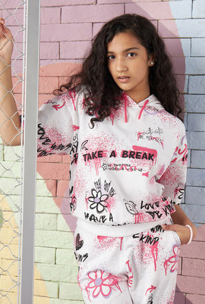 Graphic Print Cotton Hooded Sweatshirt-mxkids-girlseighttosixteenyrs-clothing-hoodiesandsweatshirts-2