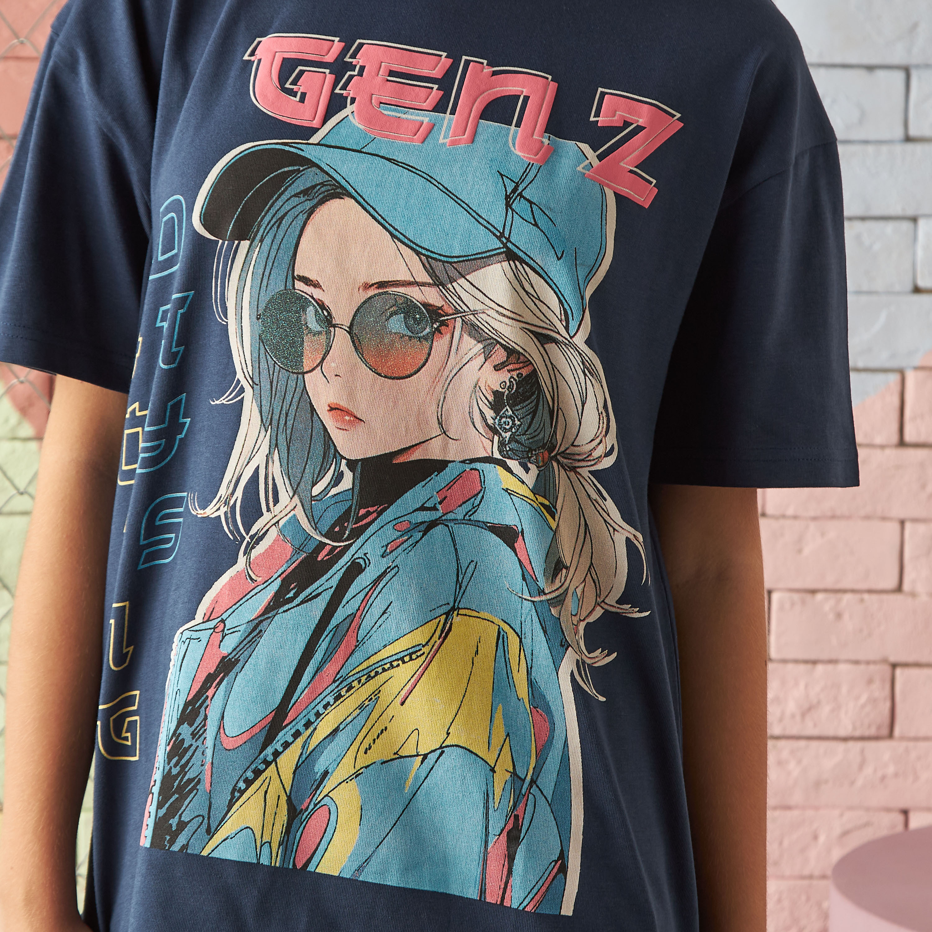 Shop Gen Z Graphic Print Oversized T-shirt Online | Max Oman
