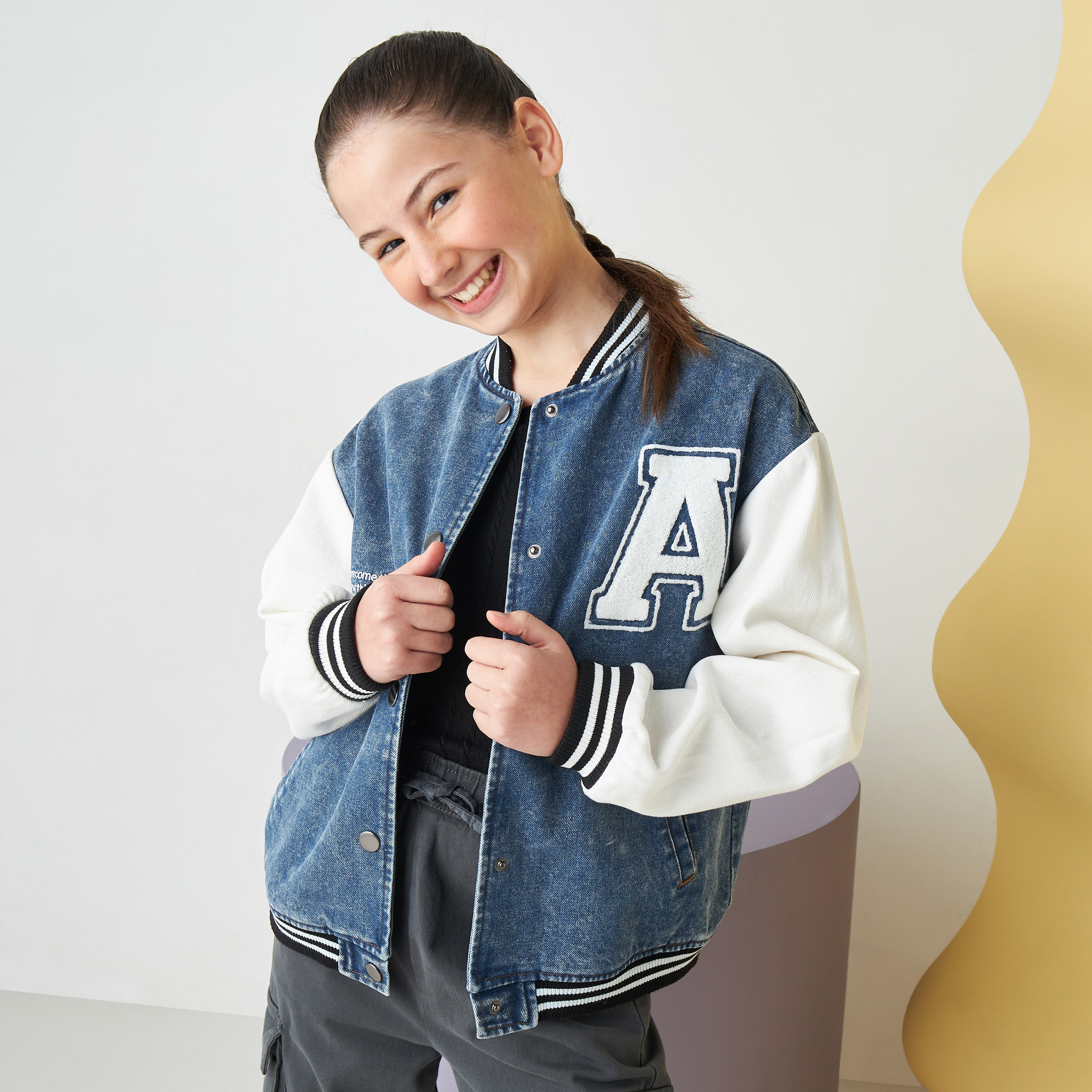 Girls denim 2024 bomber jacket