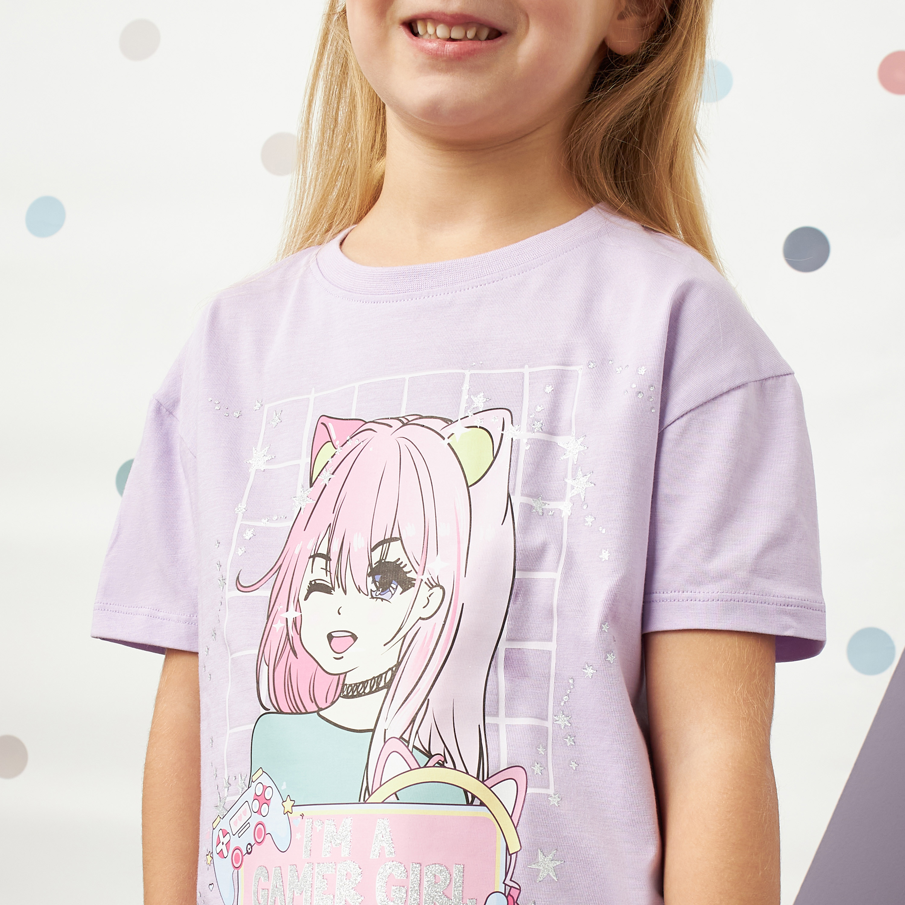 Shop Anime Girl Print Cotton T-shirt Online | Max UAE Shop Anime Girl Print Cotton T-shirt Online | Max UAE