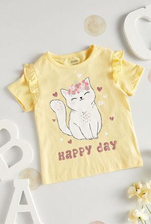 Cat Print Cotton T-shirt-mxkids-babygirlzerototwoyrs-clothing-tops-tshirts-0
