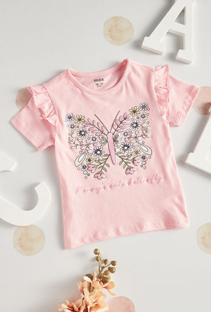 Butterfly Print Cotton T-Shirt-mxkids-babygirlzerototwoyrs-clothing-tops-tshirts-3
