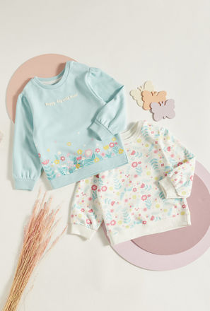 Pack of 2 -  Floral Print Sweatshirt-mxkids-babygirlzerototwoyrs-clothing-hoodiesandsweatshirts-0