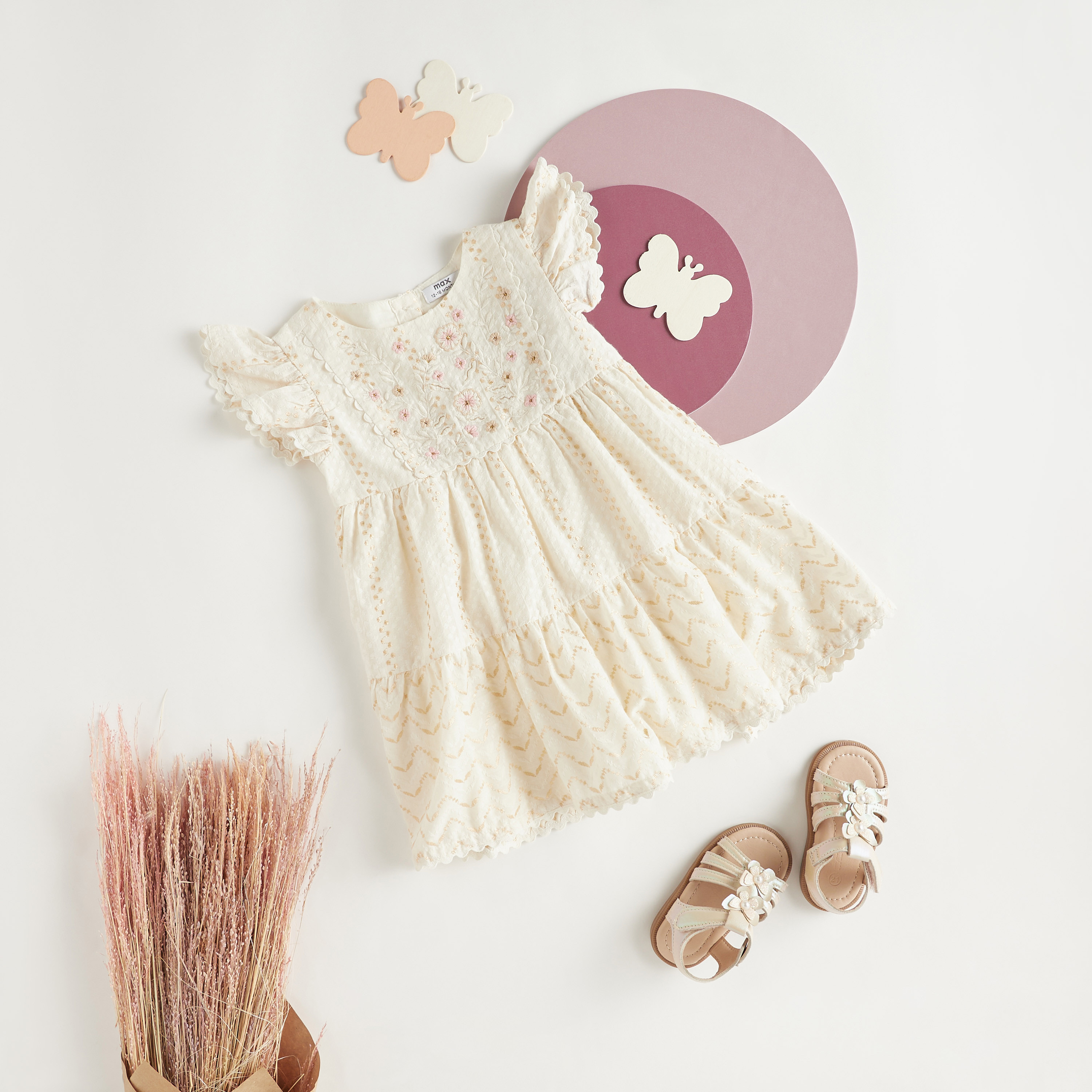 Sand Lace Dress With Matching Bloomer – Yo Baby India