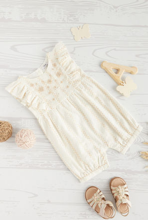 Embroidered Romper with Ruffle Detail-mxkids-babygirlzerototwoyrs-clothing-rompersandjumpsuits-rompers-0
