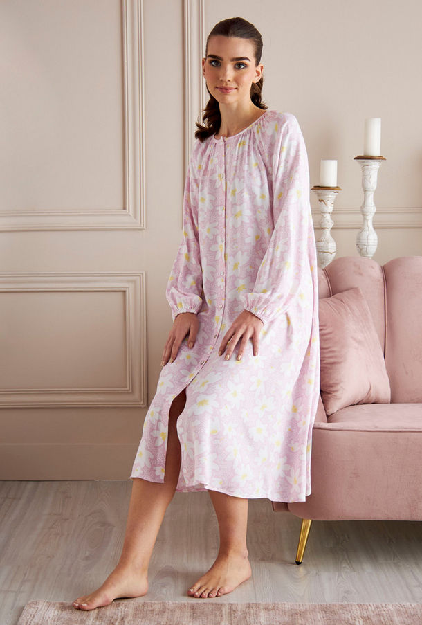 All-Over Floral Print Viscose Night Gown-undefined-2
