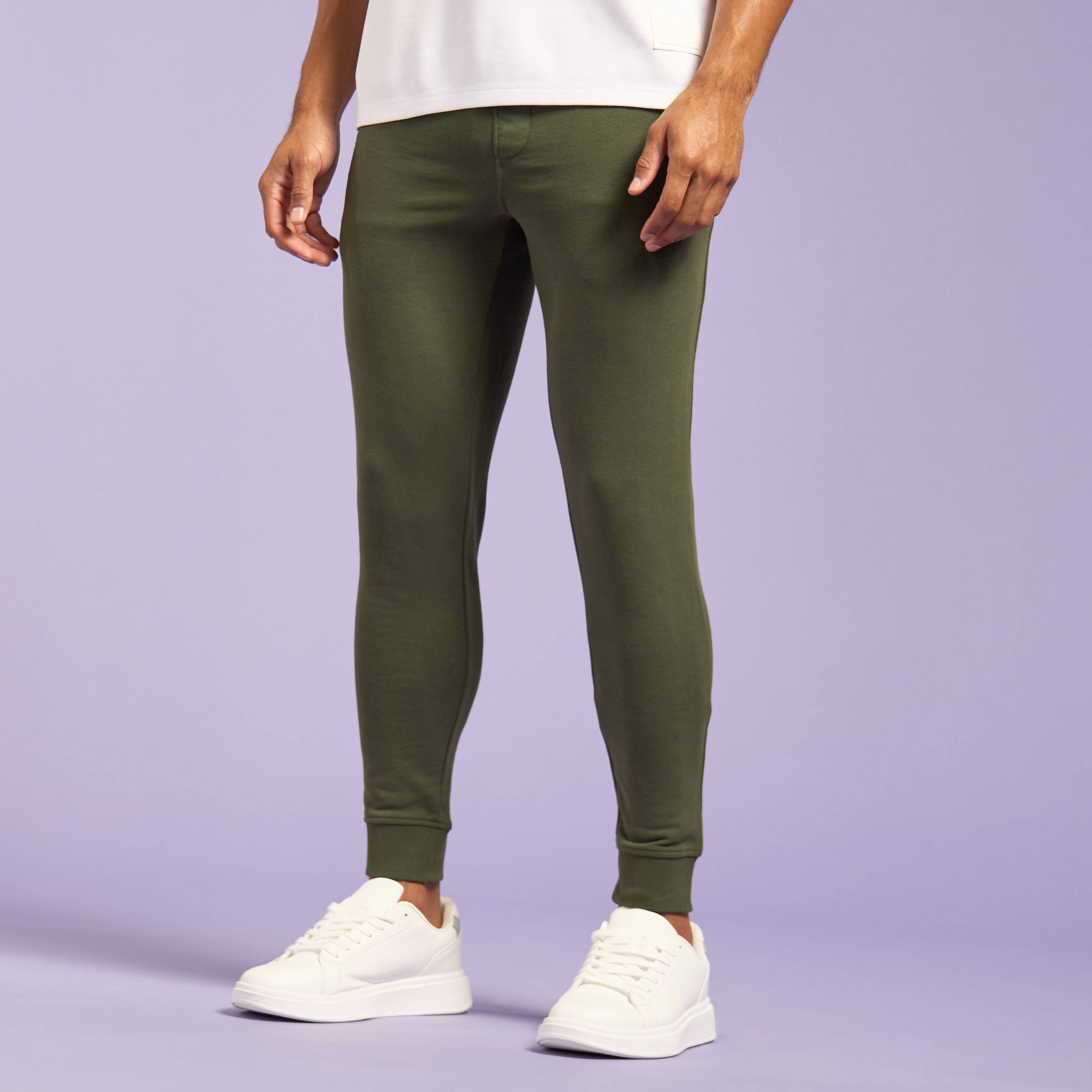 Shop Plain Regular Fit Ankle Length Joggers Online Max UAE