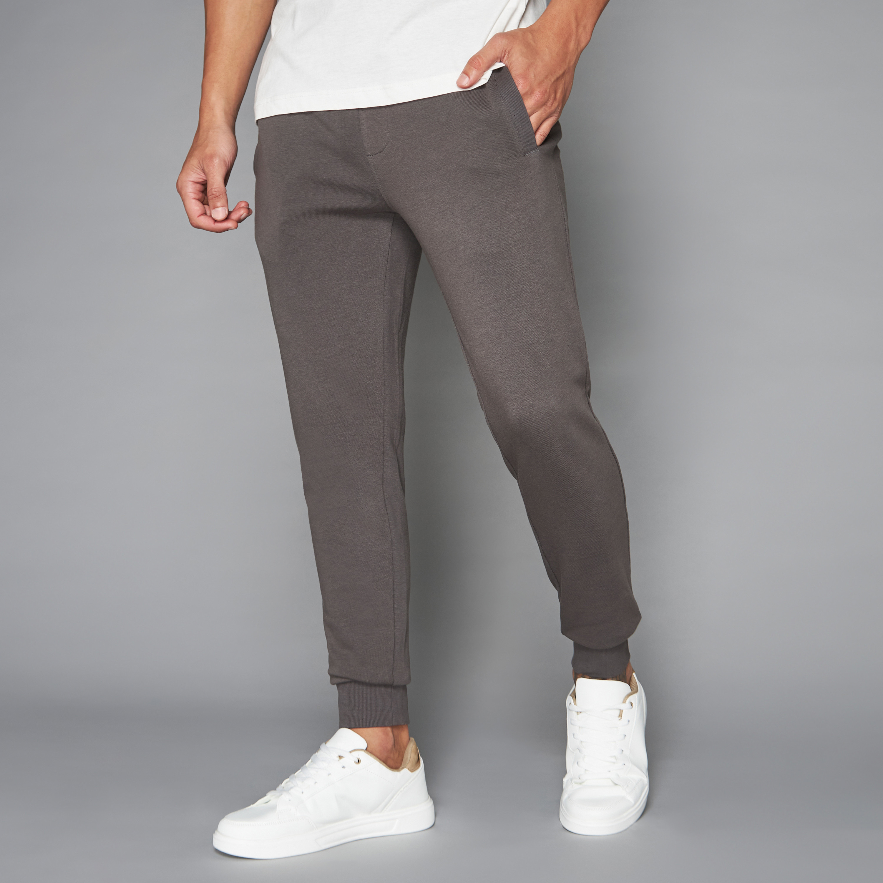 Mens skinny fit sales grey joggers