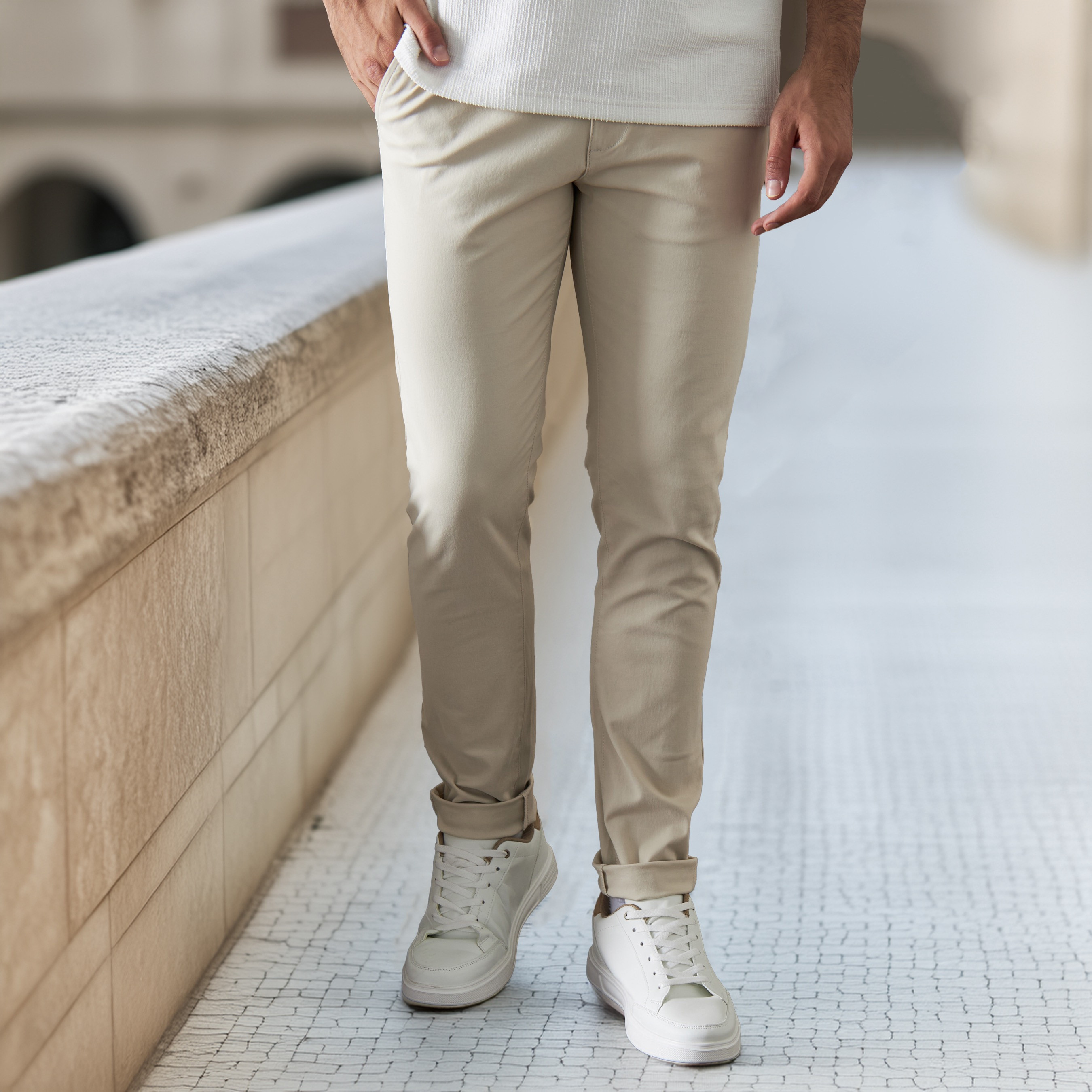 Men skinny chino store pants