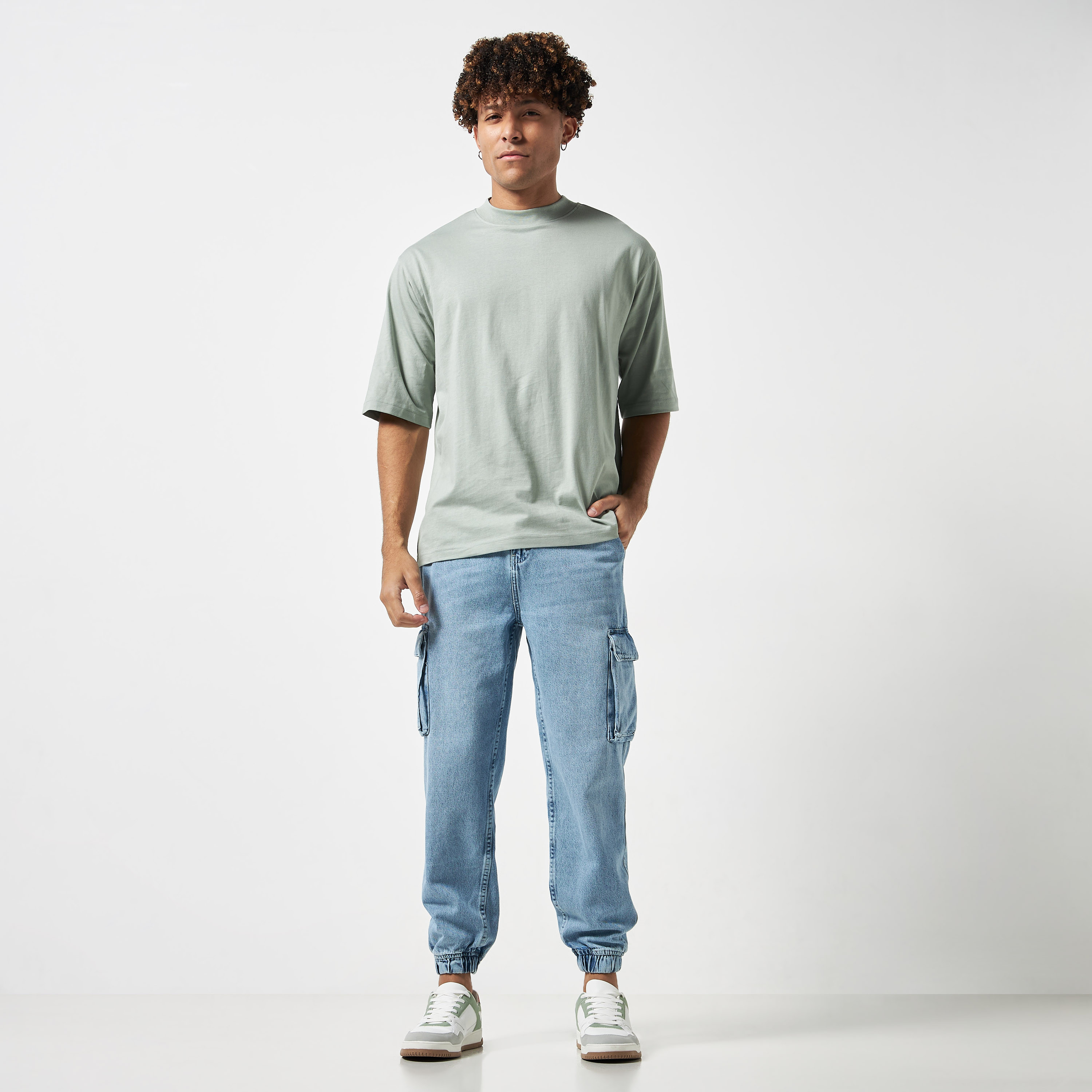 Shop Denim Cargo Joggers Online Max UAE