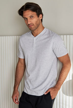 Pin Striped Henley Neck T-shirt-mxmen-clothing-nightwear-tops-3