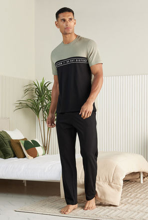 Typography Print Cotton Pyjama Set-mxmen-clothing-nightwear-sets-0