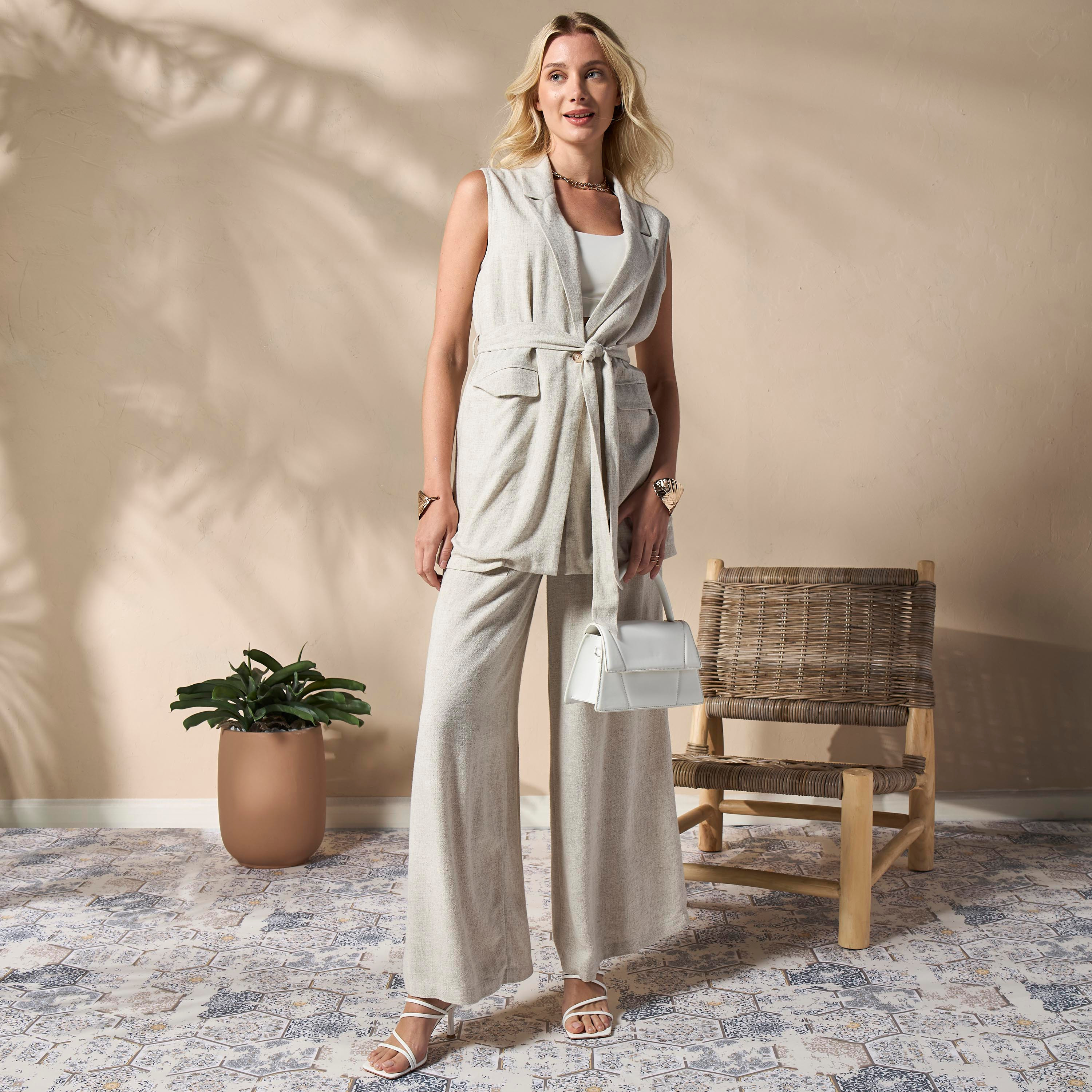 Shop Plain Linen Wide Leg Pants Online | Max UAE