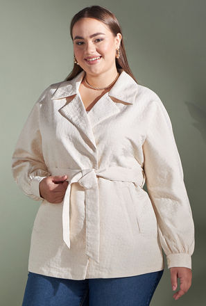 Jacquard Notch Collar Jacket with Tie-Up Belt-mxwomen-clothing-plussizeclothing-coatsandjackets-jackets-3