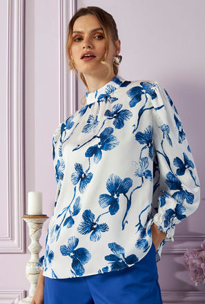 All-Over Floral Print High Neck Satin Top-mxwomen-clothing-tops-blouses-0