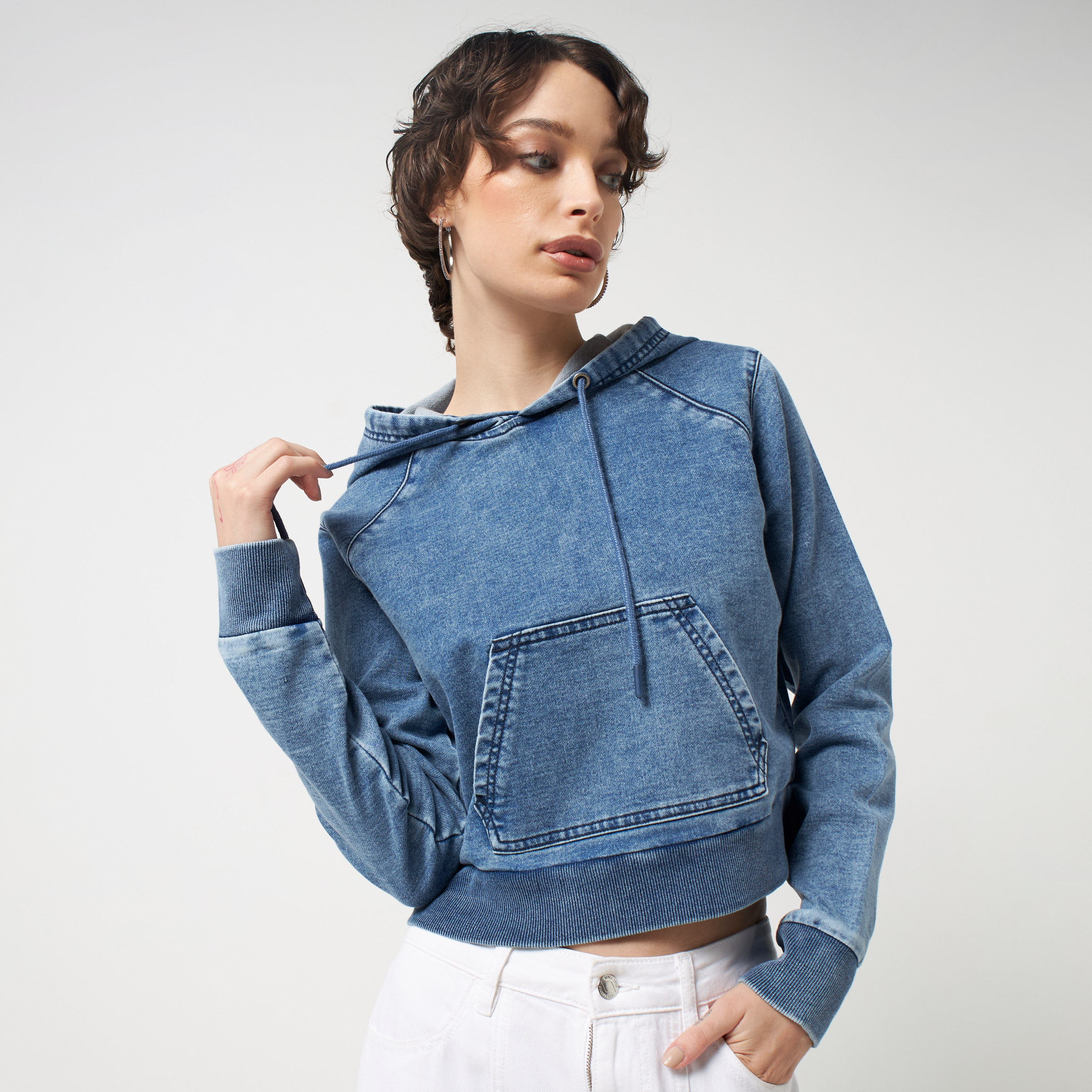 Denim hot sale blue sweatshirt