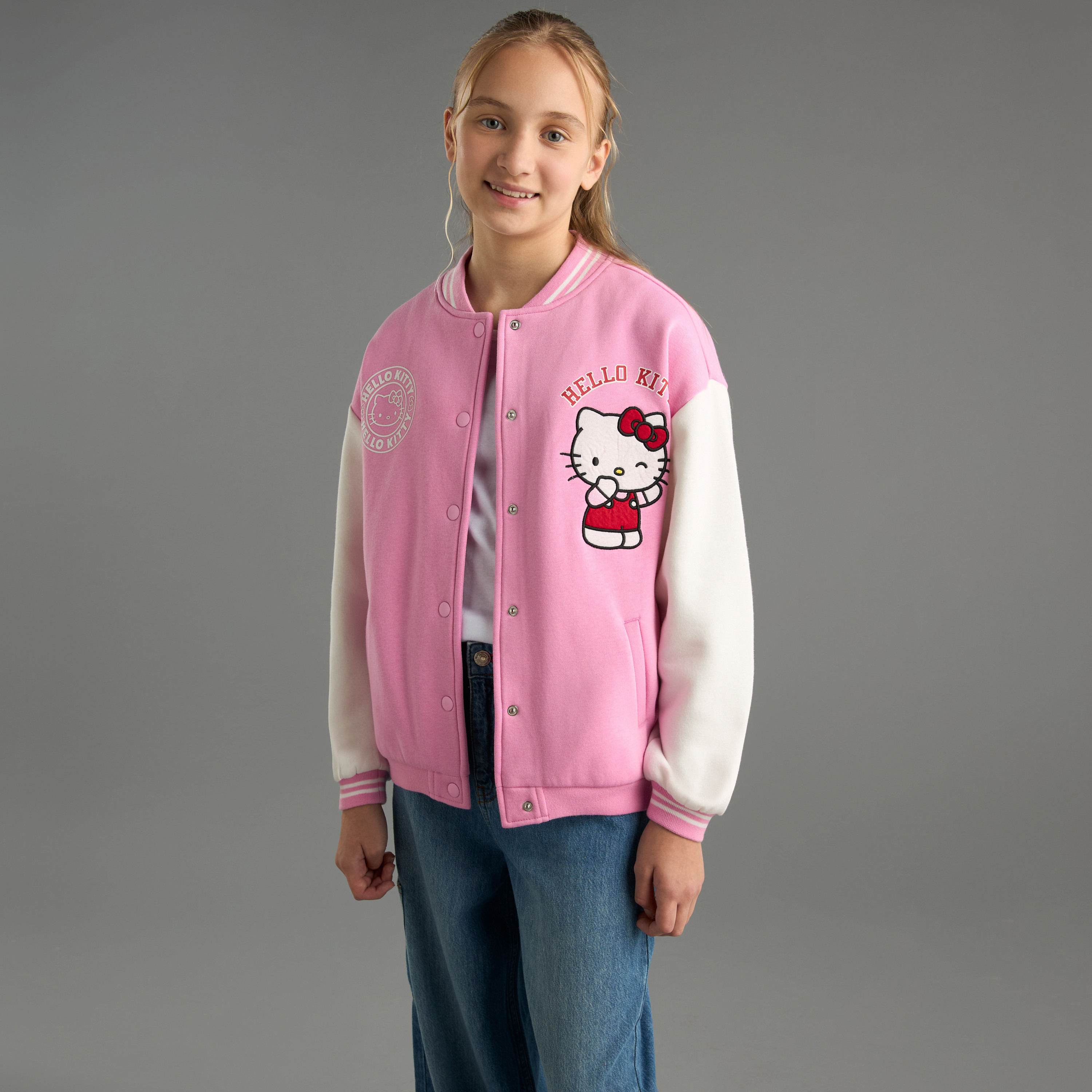 Shop Hello Kitty Print Varsity Jacket Online | Max Qatar Shop Hello Kitty Print Varsity Jacket Online | Max Qatar