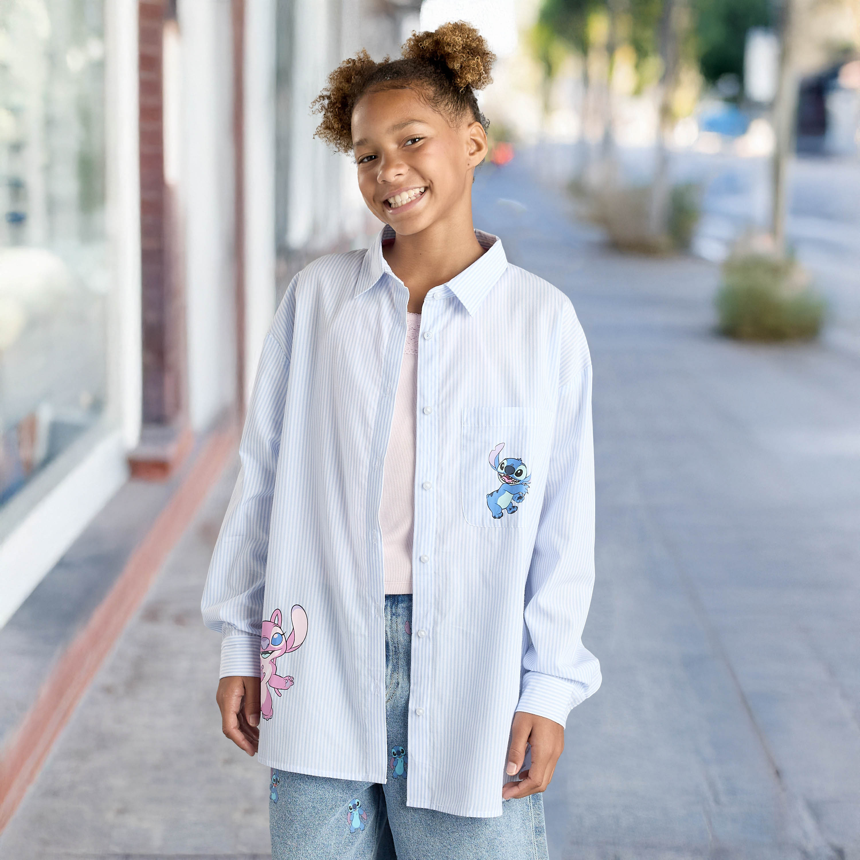 Shop Stitch and Angel Print Oversized Shirt Online | Max Oman