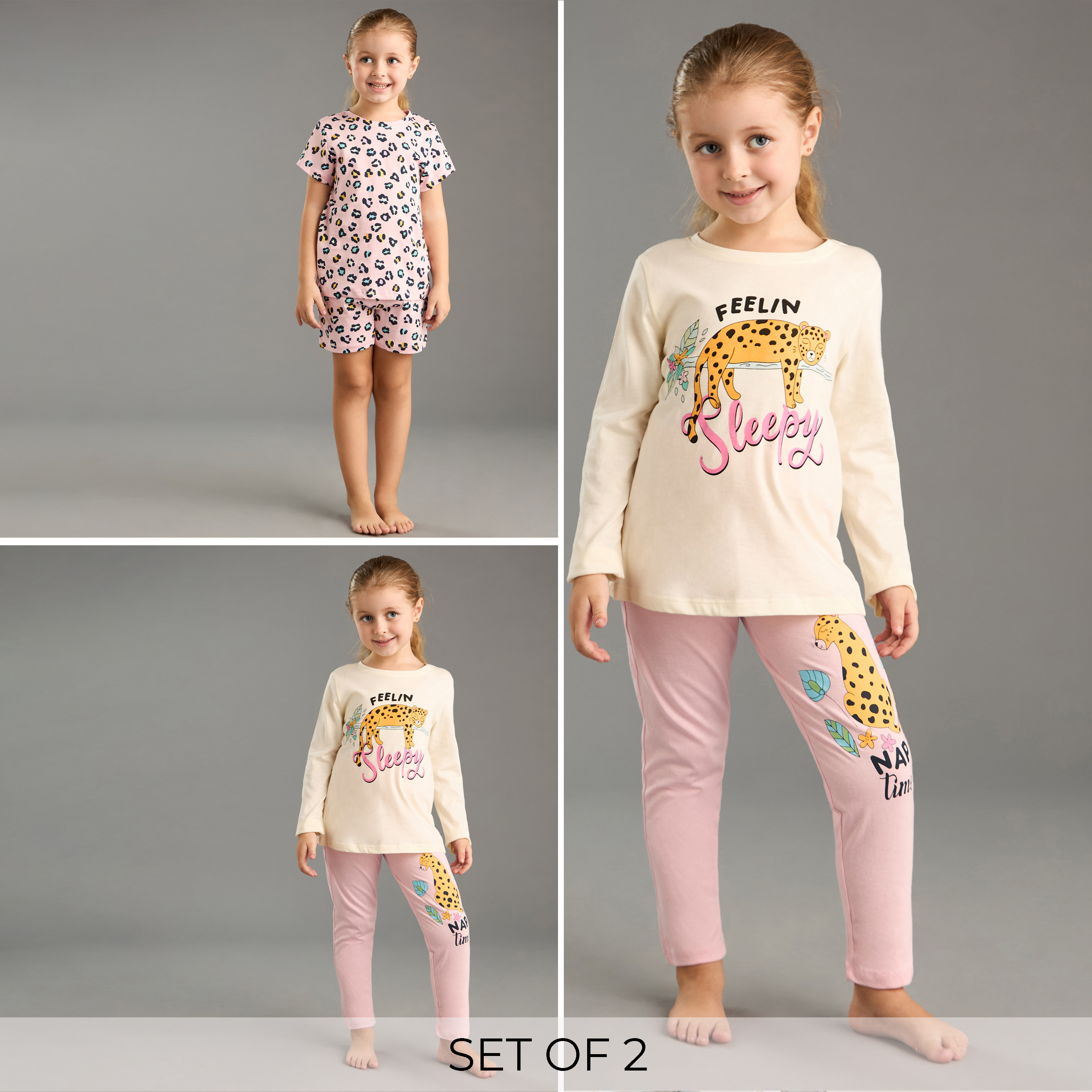 Shop Pack Of 2 - Animal Print Cotton T-shirt And Pyjamas Online | Max Saudi