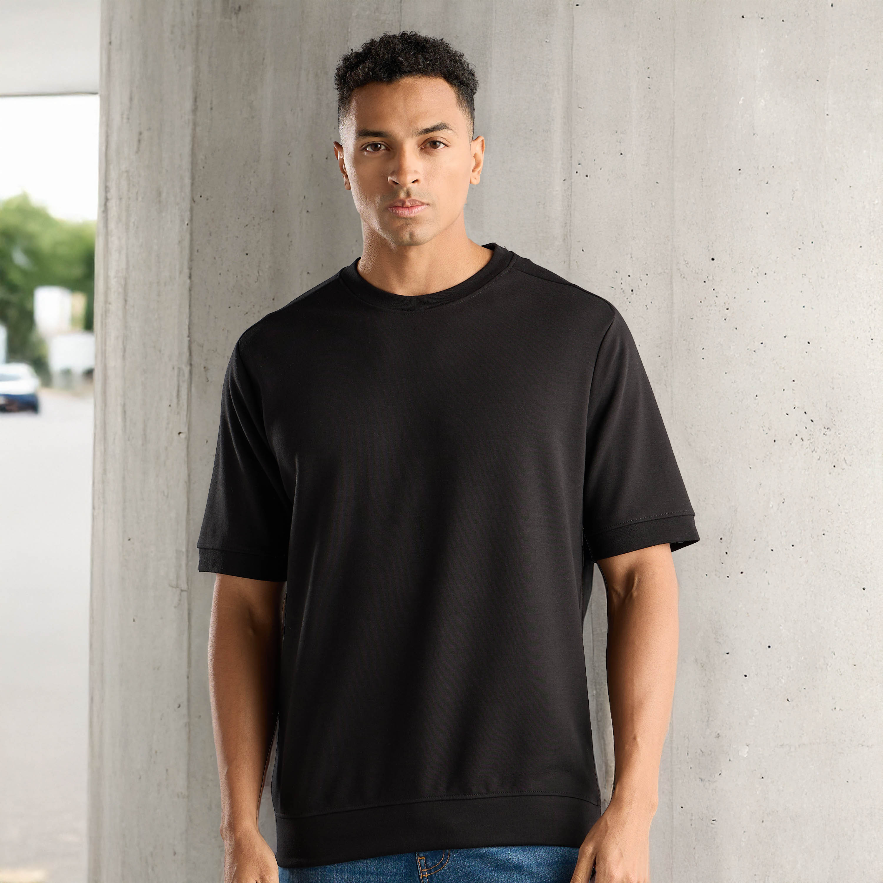 Shop Plain Interlock Cut and Sew T-shirt Online | Max UAE