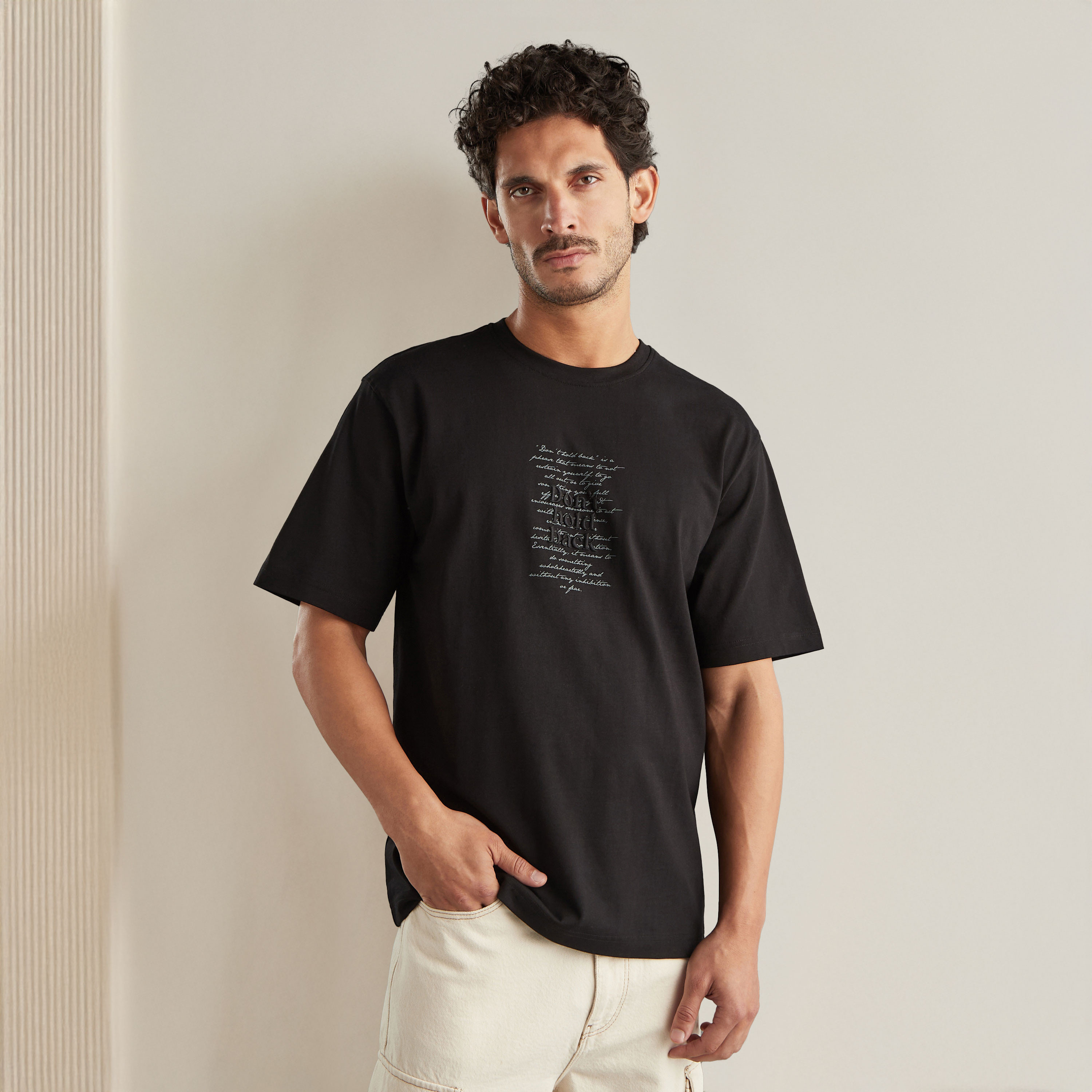 Shop Slogan Embroidered Jersey T-shirt Online | Max Egypt