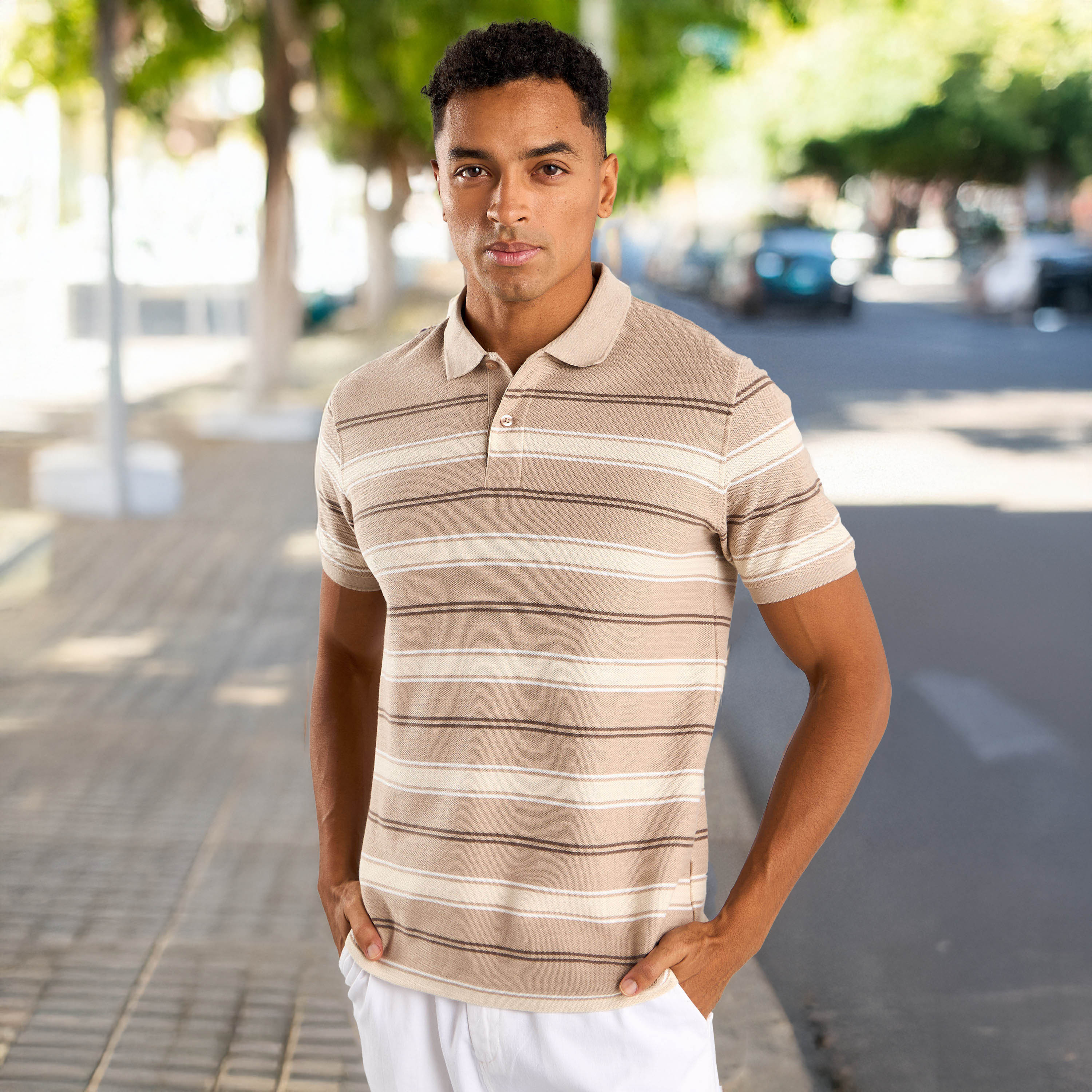 Shop Jacquard Stripe Polo T-shirt Online | Max KSA