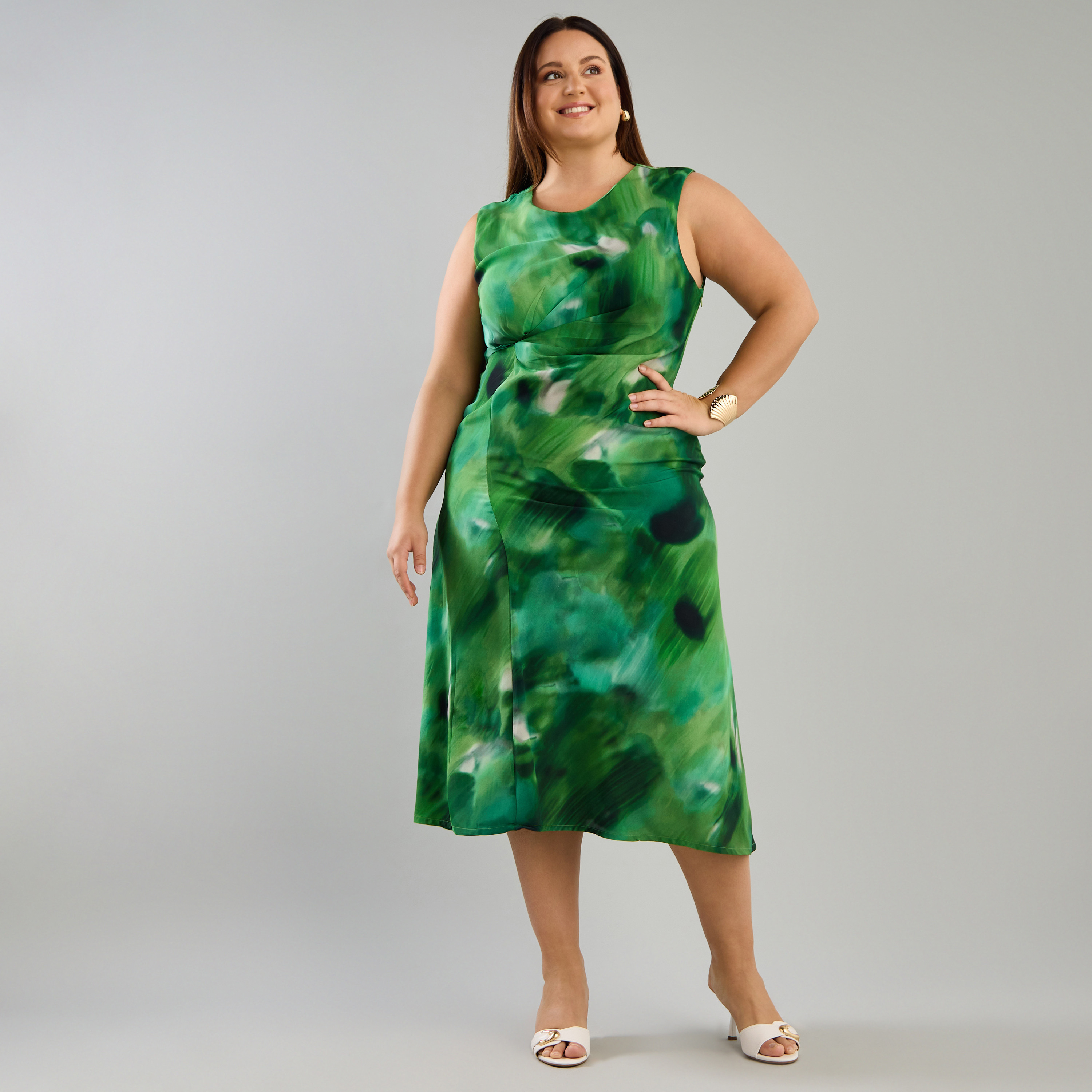 Shop Printed Sleeveless Ruched Dress Online | Max UAE