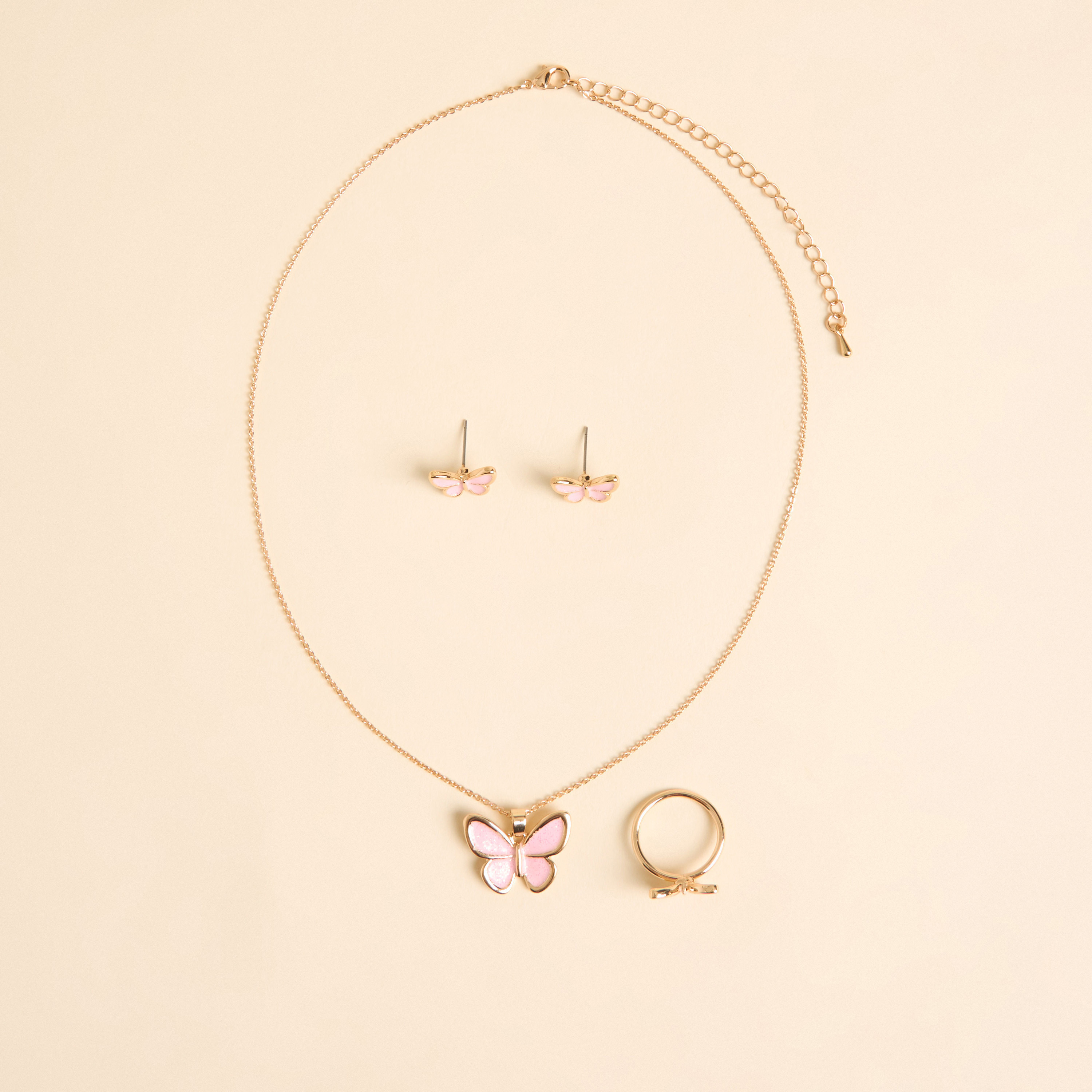 Shop Butterfly Pendant Necklace with Earrings with Ring Online
