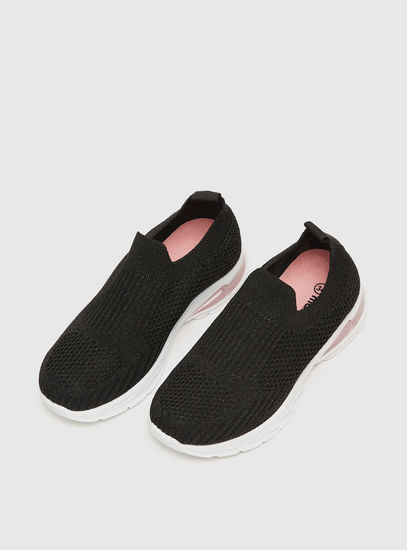 Textured Slip-On Sports Shoes with Pull Up Tabs