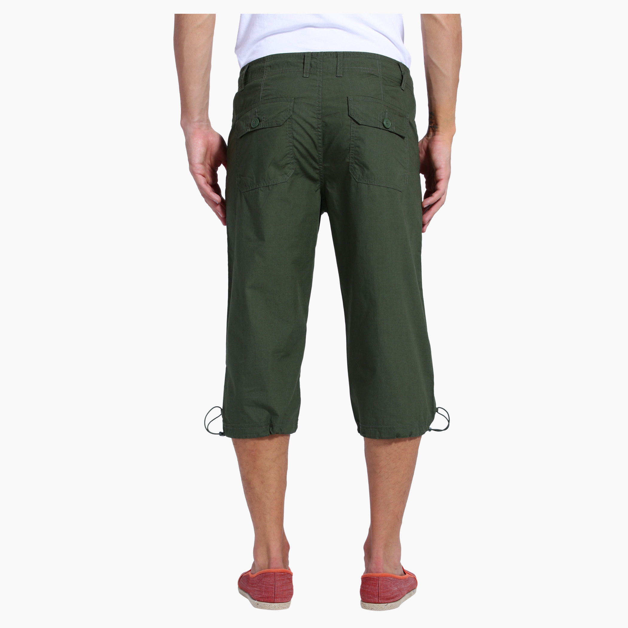 【BAON】Siem String Bermuda Cargo Pants Male Bermuda Short Pants Half with Zipper Men's Cargo Shorts