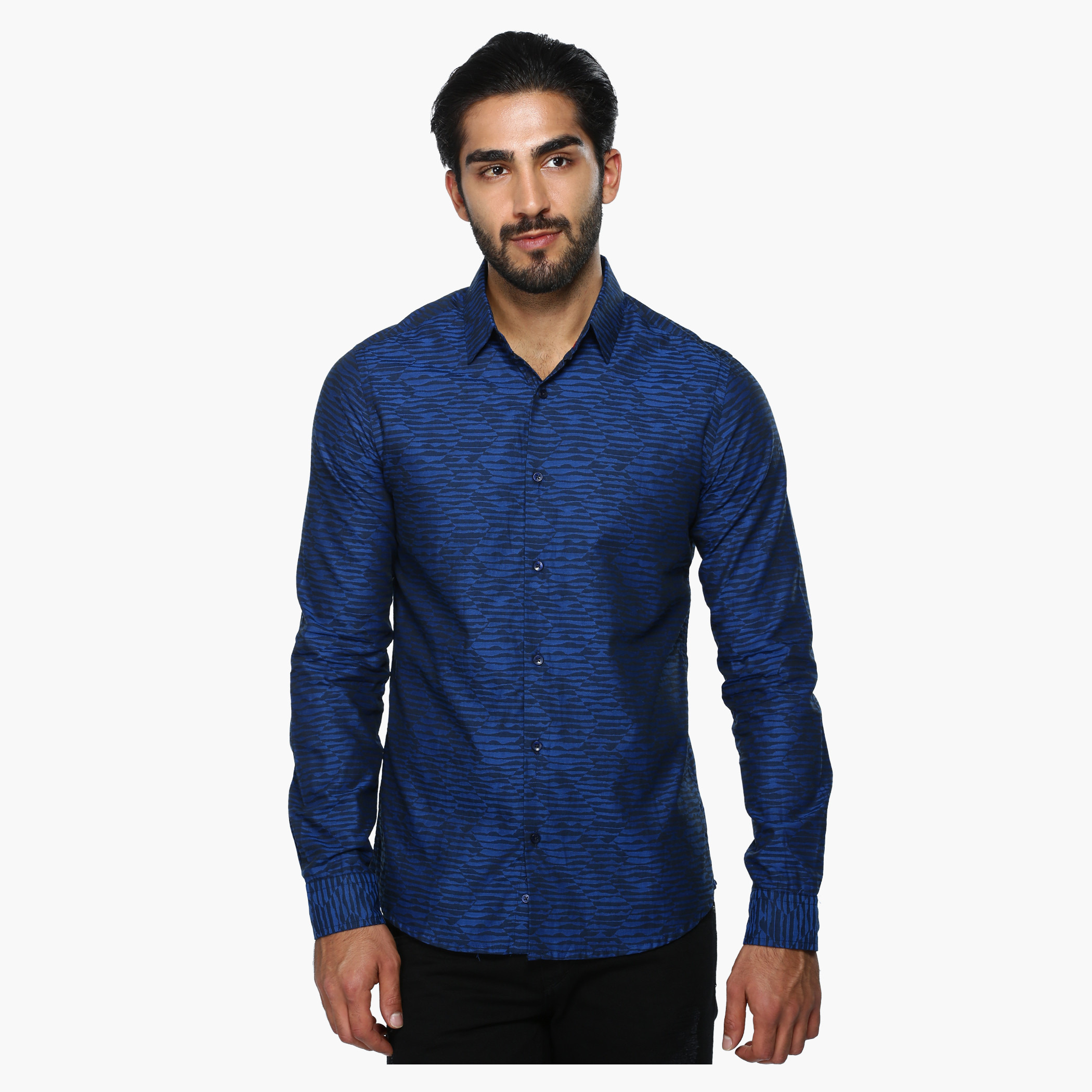 Dark blue slim fit hot sale shirt