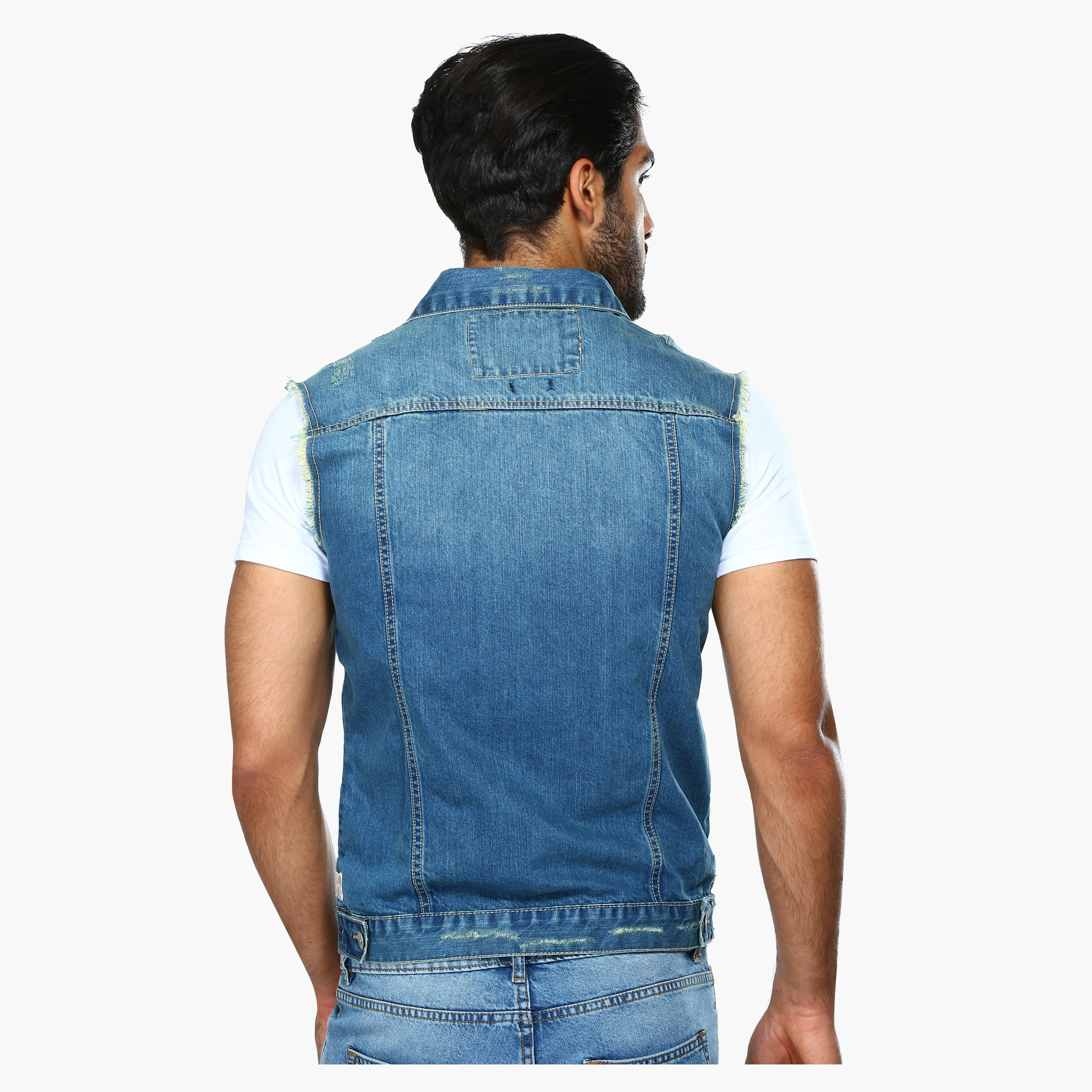 Denim sale sleeveless shirt