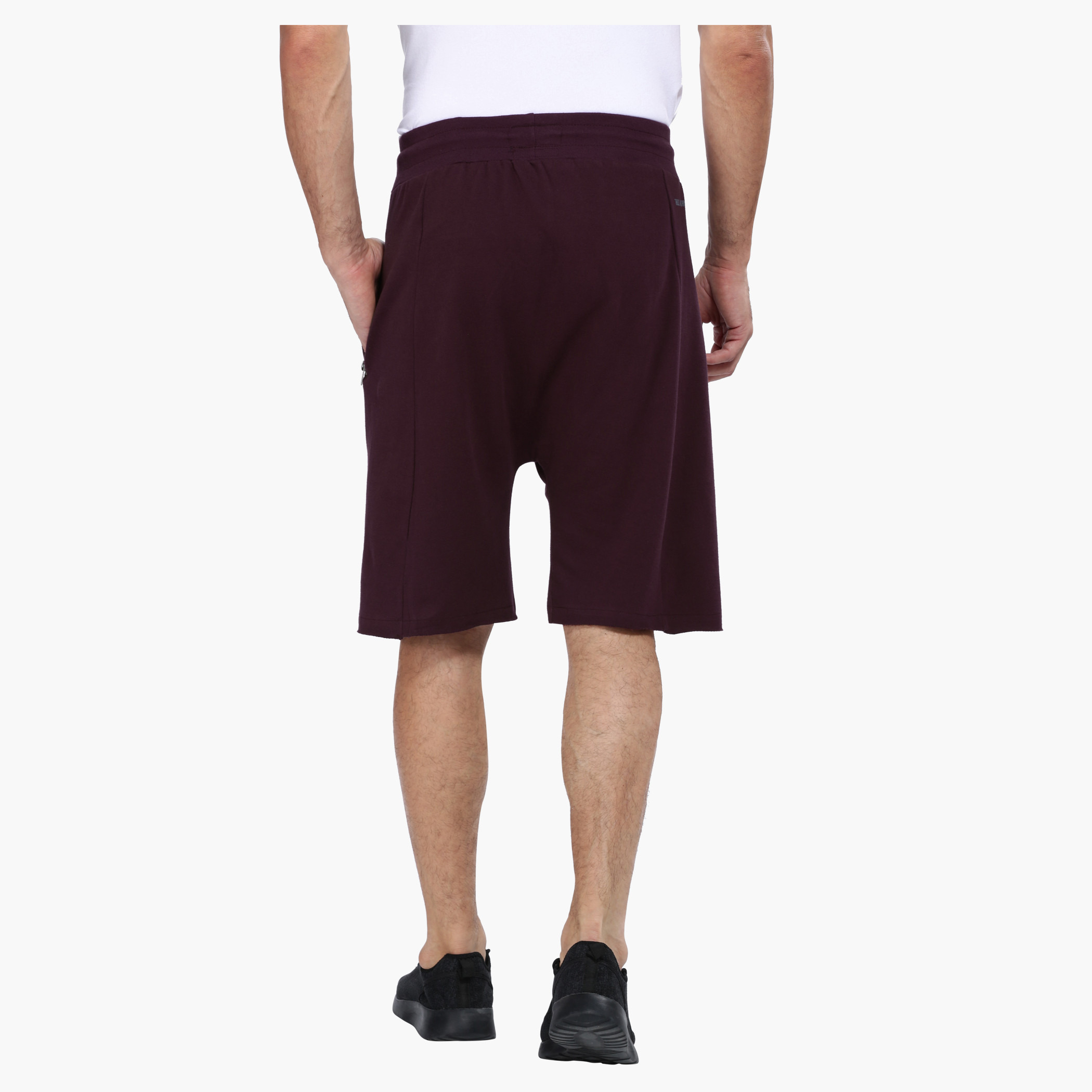 Shop Drop Crotch Shorts in Slim Fit with Raw Hem Online Max Kuwait