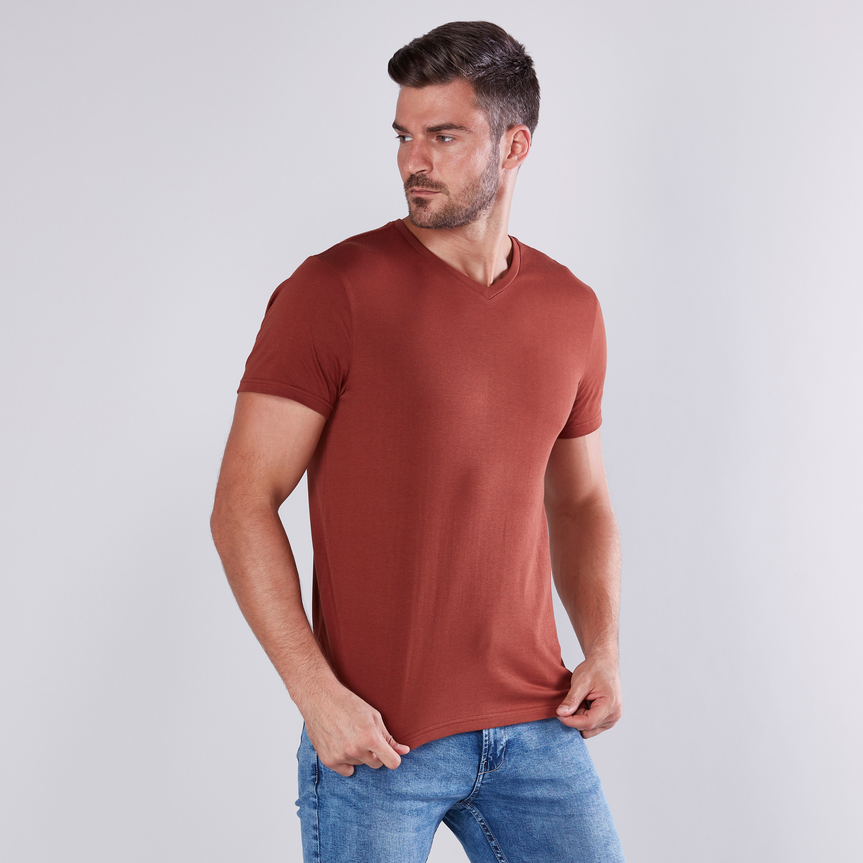 Plain v neck shop t shirts online