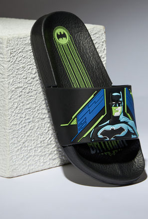 Batman Embossed Slip-On Slide Slippers-mxkids-boystwotoeightyrs-shoes-flipflops-1