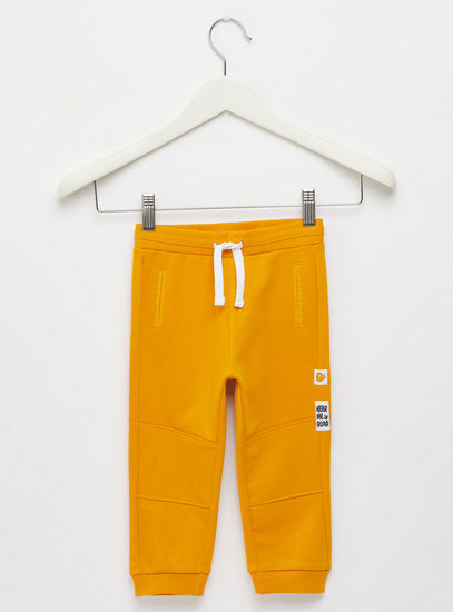 Solid Jog Pants with Trim Stitch Detail and Drawstring