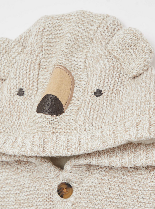 Bear Hood Sweater with Button Front Closure