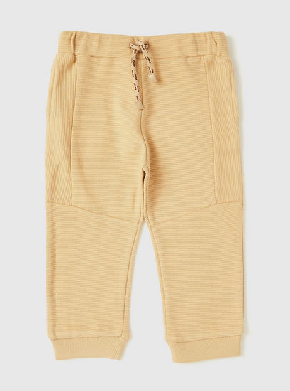 Textured Jog Pants with Pockets and Drawstring Closure